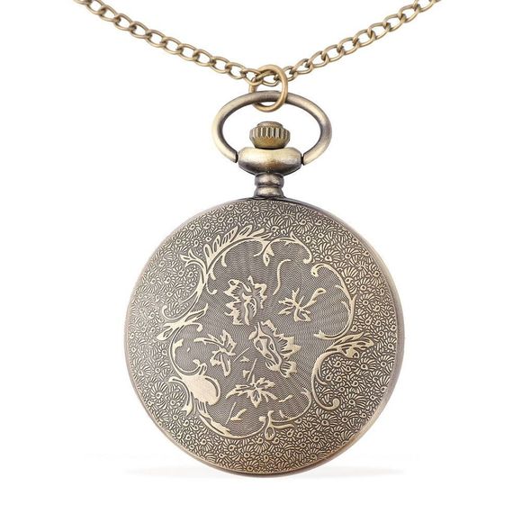 Bird Pattern Pocket Watch with Chain (31) in Goldtone - Picture 3 of 4